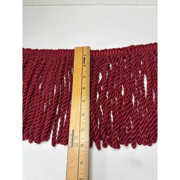 Deep Red Twisted Fringe Trim 1 yard + 15" x 8" wide Craft Decor Fabric Vtg - Picture 6 of 12